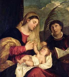 Madonna y el Niño con San Esteban, San Jerónimo y San Mauricio (detalle)